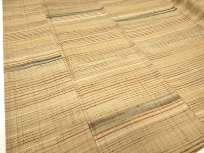 平和屋着物▽上質な紬　単衣　横段文　正絹　逸品　DAAV5813az