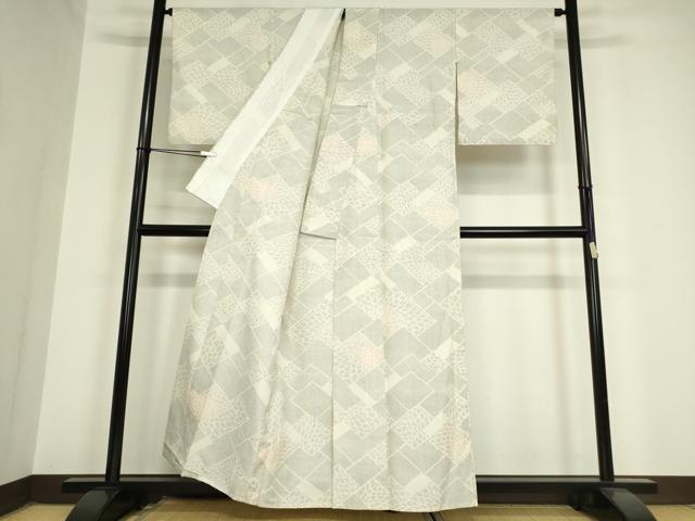 平和屋着物▽上質な紬 単衣 檜垣花文 正絹 逸品 DAAV5815az