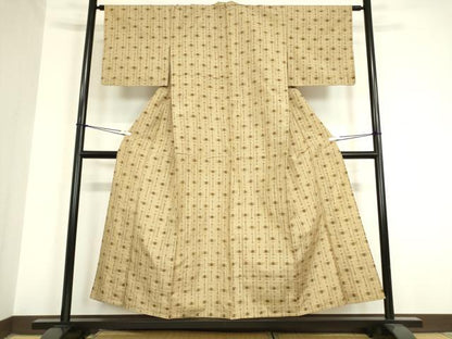 平和屋着物▽上質な紬 単衣 絣文 正絹 逸品 DAAV5822az