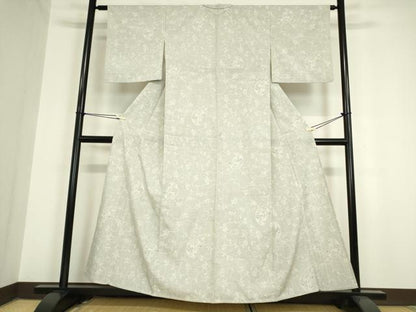 平和屋着物▽本塩沢　単衣　花唐草文　110亀甲　正絹　逸品　DAAV5823az