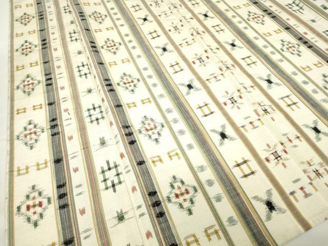 平和屋着物▽上質な紬 単衣 絣間道 正絹 逸品 DAAV5825az