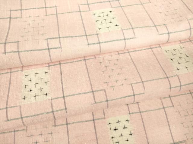 平和屋着物▽上質な紬 単衣 変わり格子 正絹 逸品 DAAV5828az