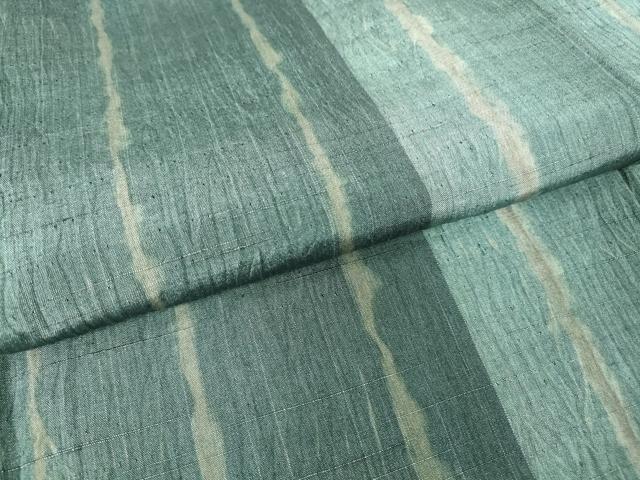 平和屋着物▽上質な紬 単衣 杢目絞り 間道 正絹 逸品 DAAV5829az