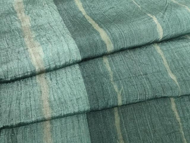 平和屋着物▽上質な紬 単衣 杢目絞り 間道 正絹 逸品 DAAV5829az