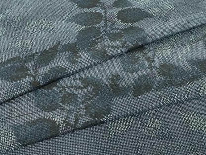 平和屋着物▽上質な紬　単衣　草花文　正絹　逸品　DAAV5830az