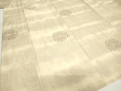平和屋着物▽結城紬 単衣 花唐草文 80亀甲 正絹 逸品 DAAV5837az