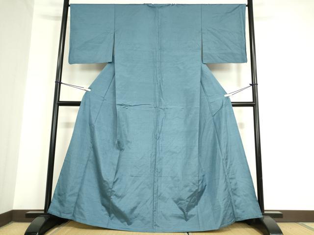 平和屋着物▽上質な紬 単衣 水玉 薄縹色 ワンポイント 正絹 逸品 DAAV5845az