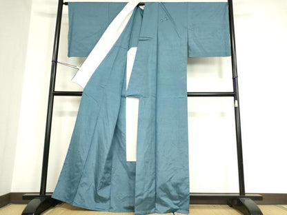 平和屋着物▽上質な紬 単衣 水玉 薄縹色 ワンポイント 正絹 逸品 DAAV5845az