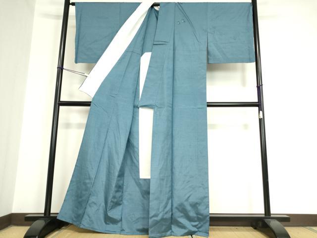 平和屋着物▽上質な紬 単衣 水玉 薄縹色 ワンポイント 正絹 逸品 DAAV5845az