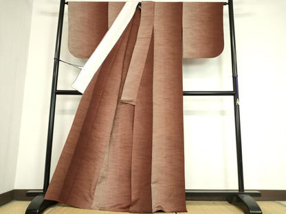 平和屋着物▽上質な紬 単衣 色無地 霞文 正絹 逸品 DAAV5847az