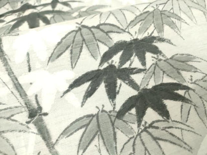 平和屋着物▽訪問着 単衣 紬地 笹竹文 手描き 正絹 逸品 DAAV5902az