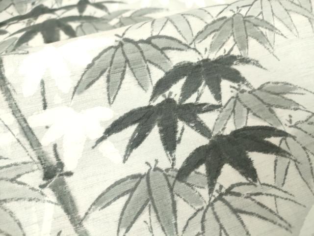 平和屋着物▽訪問着 単衣 紬地 笹竹文 手描き 正絹 逸品 DAAV5902az