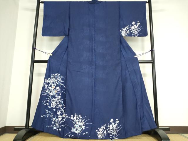 平和屋着物▽訪問着 単衣 駒刺繍 草花文 洗える着物 DAAV5904az