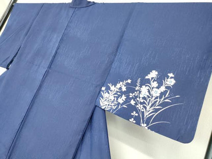 平和屋着物▽訪問着 単衣 駒刺繍 草花文 洗える着物 DAAV5904az