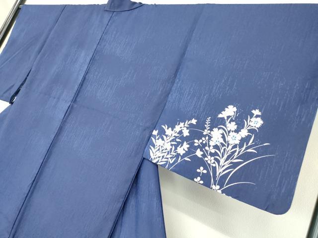 平和屋着物▽訪問着 単衣 駒刺繍 草花文 洗える着物 DAAV5904az