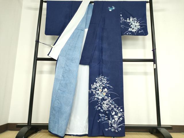 平和屋着物▽訪問着 単衣 駒刺繍 草花文 洗える着物 DAAV5904az