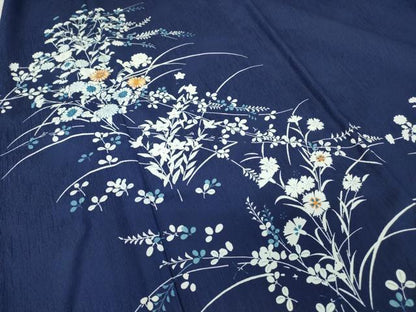 平和屋着物▽訪問着 単衣 駒刺繍 草花文 洗える着物 DAAV5904az