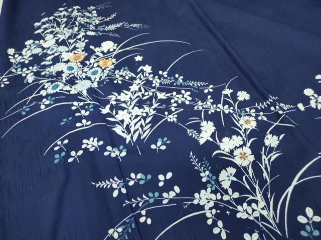 平和屋着物▽訪問着 単衣 駒刺繍 草花文 洗える着物 DAAV5904az