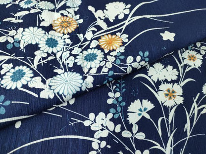 平和屋着物▽訪問着 単衣 駒刺繍 草花文 洗える着物 DAAV5904az