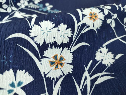 平和屋着物▽訪問着 単衣 駒刺繍 草花文 洗える着物 DAAV5904az