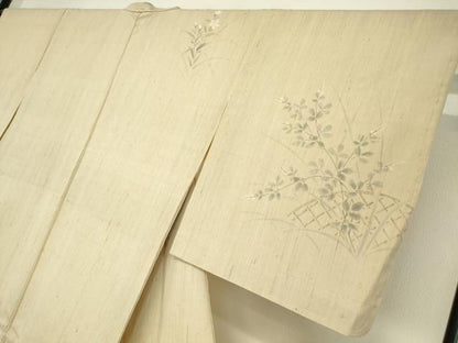 平和屋着物▽訪問着 単衣 生紬 草花文 手描き 暈し染め 正絹 逸品 未使用 DAAV5905az