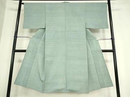 平和屋着物▽男性 色無地 単衣 お召縮緬 水浅葱色 正絹 逸品 DAAV5907az