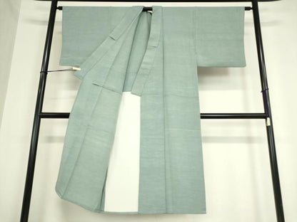 平和屋着物▽男性 色無地 単衣 お召縮緬 水浅葱色 正絹 逸品 DAAV5907az