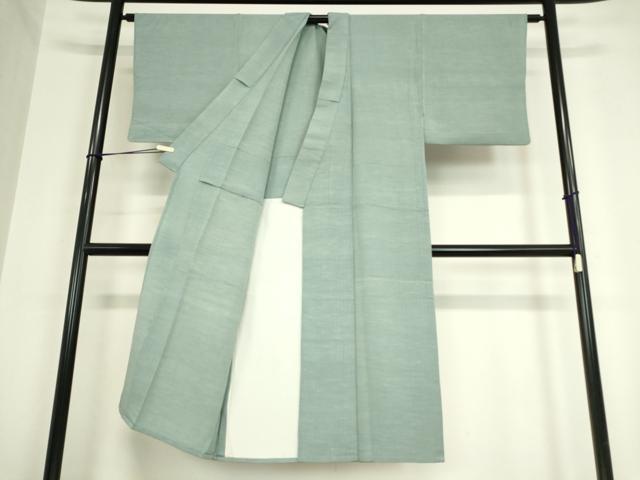 平和屋着物▽男性 色無地 単衣 お召縮緬 水浅葱色 正絹 逸品 DAAV5907az