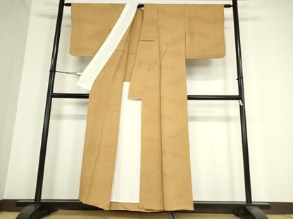 平和屋着物▽上質な色無地 単衣 人物地紋 山吹色 正絹 逸品 DAAV5910az