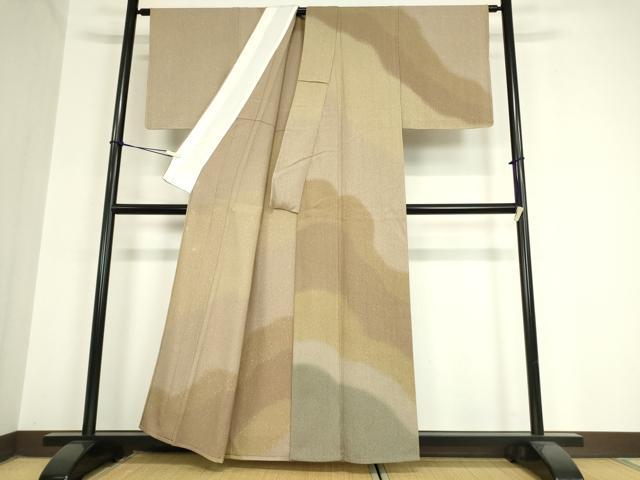 平和屋着物▽訪問着 単衣 紬地 霞文 正絹 逸品 未使用 DAAV5913az