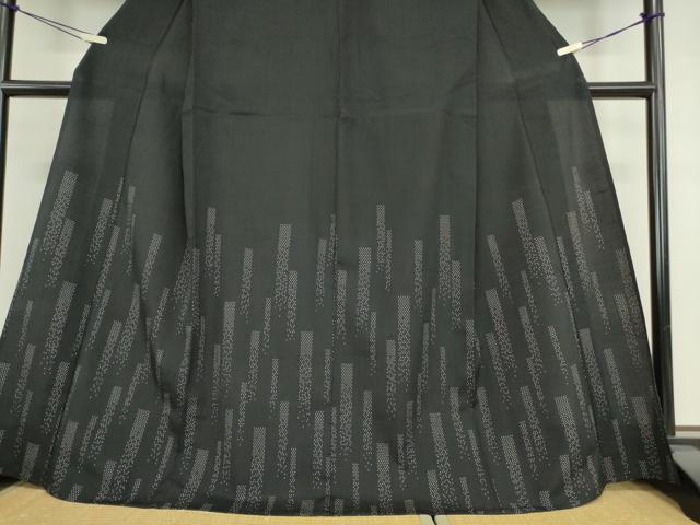 平和屋着物▽本塩沢　訪問着　単衣　短冊文　黒地　正絹　逸品　DAAV5915az