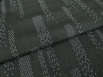 平和屋着物▽本塩沢　訪問着　単衣　短冊文　黒地　正絹　逸品　DAAV5915az