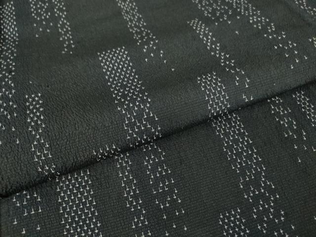 平和屋着物▽本塩沢　訪問着　単衣　短冊文　黒地　正絹　逸品　DAAV5915az