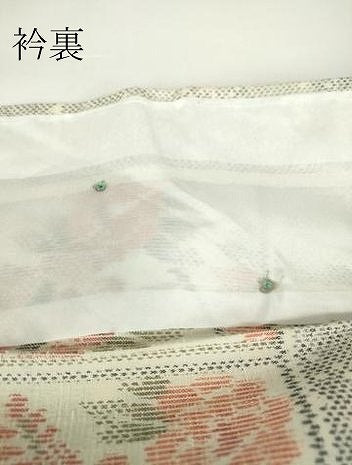 平和屋着物▽上質な紬　単衣　色紙花文　正絹　逸品　DAAV5917az