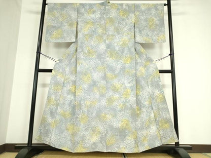 平和屋着物▽上質な小紋 単衣 抽象柄 金糸 正絹 逸品 DAAV5918az