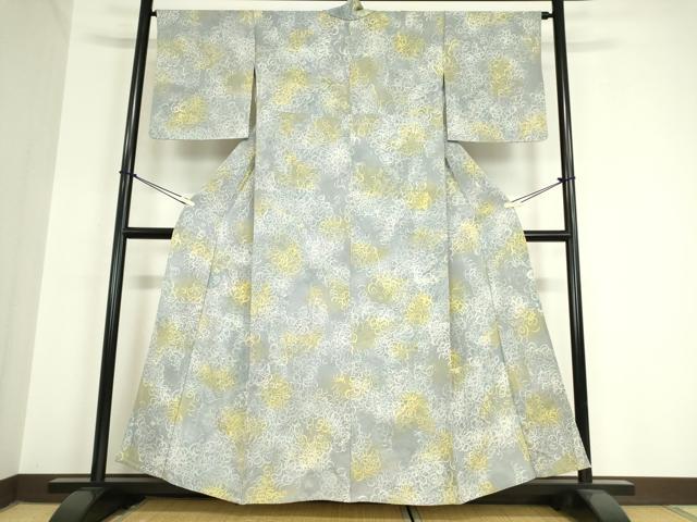 平和屋着物▽上質な小紋 単衣 抽象柄 金糸 正絹 逸品 DAAV5918az