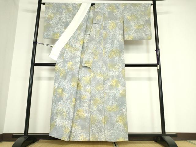 平和屋着物▽上質な小紋 単衣 抽象柄 金糸 正絹 逸品 DAAV5918az