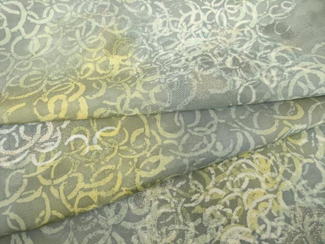 平和屋着物▽上質な小紋 単衣 抽象柄 金糸 正絹 逸品 DAAV5918az