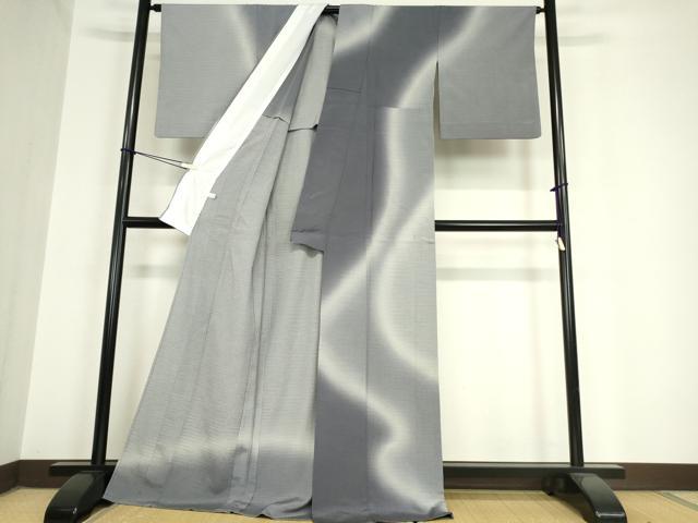 平和屋着物▽本塩沢　やまだ織　訪問着　染色作家　桐村博　単衣　霞文　正絹　逸品DAAV5919az