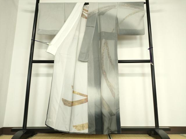 平和屋着物▽訪問着　無双　紗袷　紗×絽　束ね熨斗花文　暈し染め　金彩　正絹　逸品　DAAV5920az