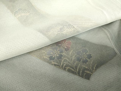 平和屋着物▽訪問着　無双　紗袷　紗×絽　束ね熨斗花文　暈し染め　金彩　正絹　逸品　DAAV5920az