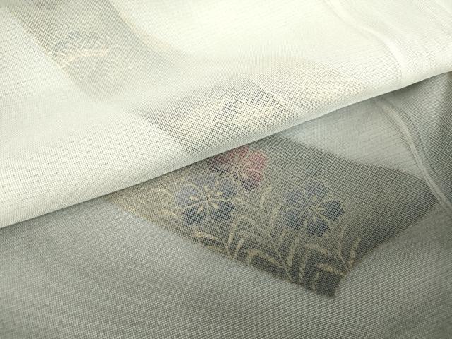 平和屋着物▽訪問着　無双　紗袷　紗×絽　束ね熨斗花文　暈し染め　金彩　正絹　逸品　DAAV5920az