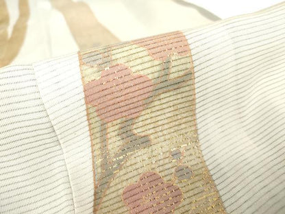 平和屋着物▽訪問着　無双　紗袷　紗×絽　束ね熨斗花文　暈し染め　金彩　正絹　逸品　DAAV5920az