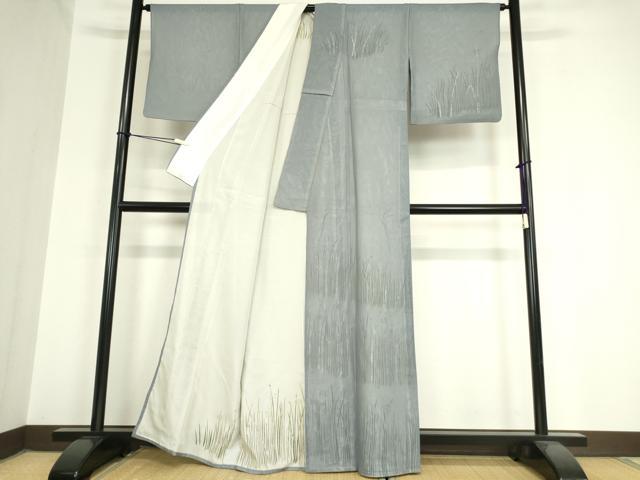 平和屋着物▽訪問着 無双 紗袷 紗×絽 草花文 銀彩 正絹 逸品 DAAV5921az
