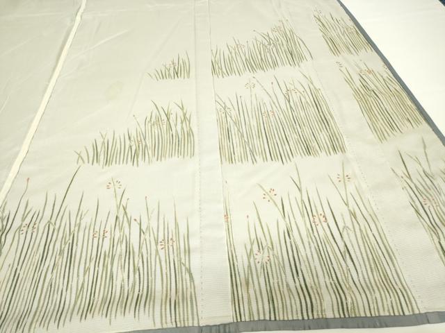 平和屋着物▽訪問着 無双 紗袷 紗×絽 草花文 銀彩 正絹 逸品 DAAV5921az