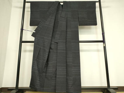 平和屋着物▽結城紬 単衣 変わり市松 80亀甲 正絹 逸品 DAAV5924az