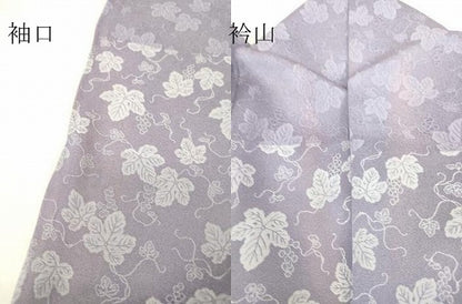 平和屋着物▽訪問着 単衣 お召地 葡萄蔦の葉文 正絹 逸品 DAAV5925az