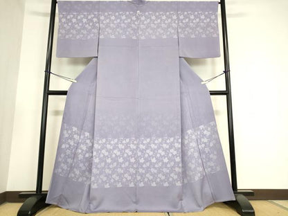 平和屋着物▽訪問着 単衣 お召地 葡萄蔦の葉文 正絹 逸品 DAAV5925az