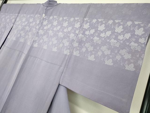 平和屋着物▽訪問着 単衣 お召地 葡萄蔦の葉文 正絹 逸品 DAAV5925az