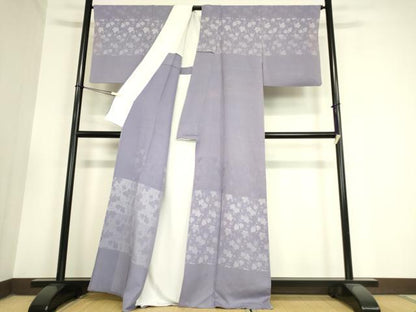 平和屋着物▽訪問着 単衣 お召地 葡萄蔦の葉文 正絹 逸品 DAAV5925az
